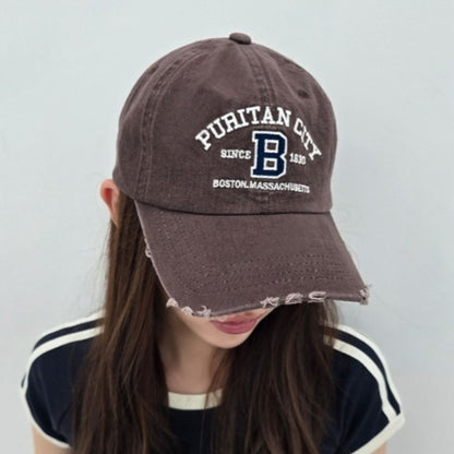 PURITAN CITY BOSTON Embroidered Distressed Cap – Mid Depth