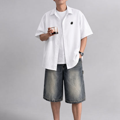 Korean Cotton Wide-Shoulder Casual Shirt – Modern Relaxed Fit