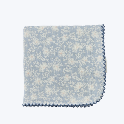Soft Blue Wildflower Cotton  Handkerchief