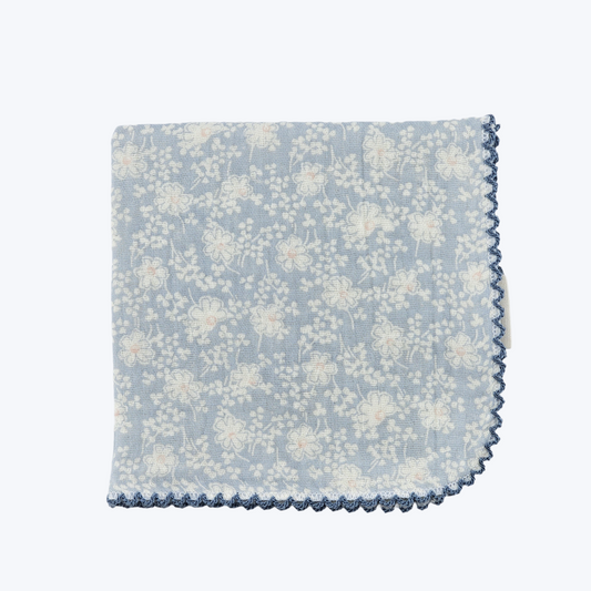 Soft Blue Wildflower Cotton  Handkerchief