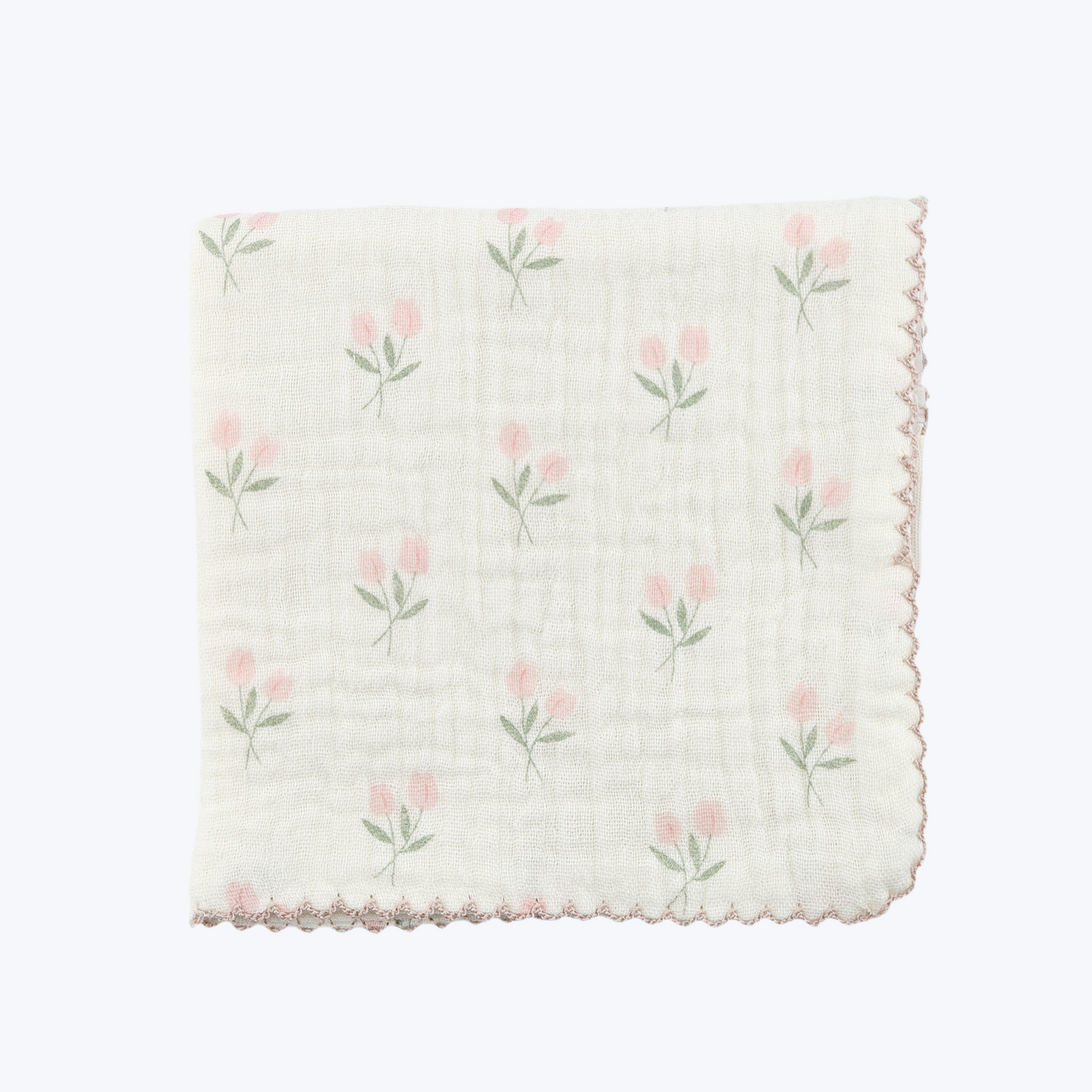 Soft Ivory Tulip Bud Cotton Gauze Handkerchief