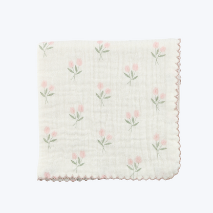 Soft Ivory Tulip Bud Cotton Gauze Handkerchief