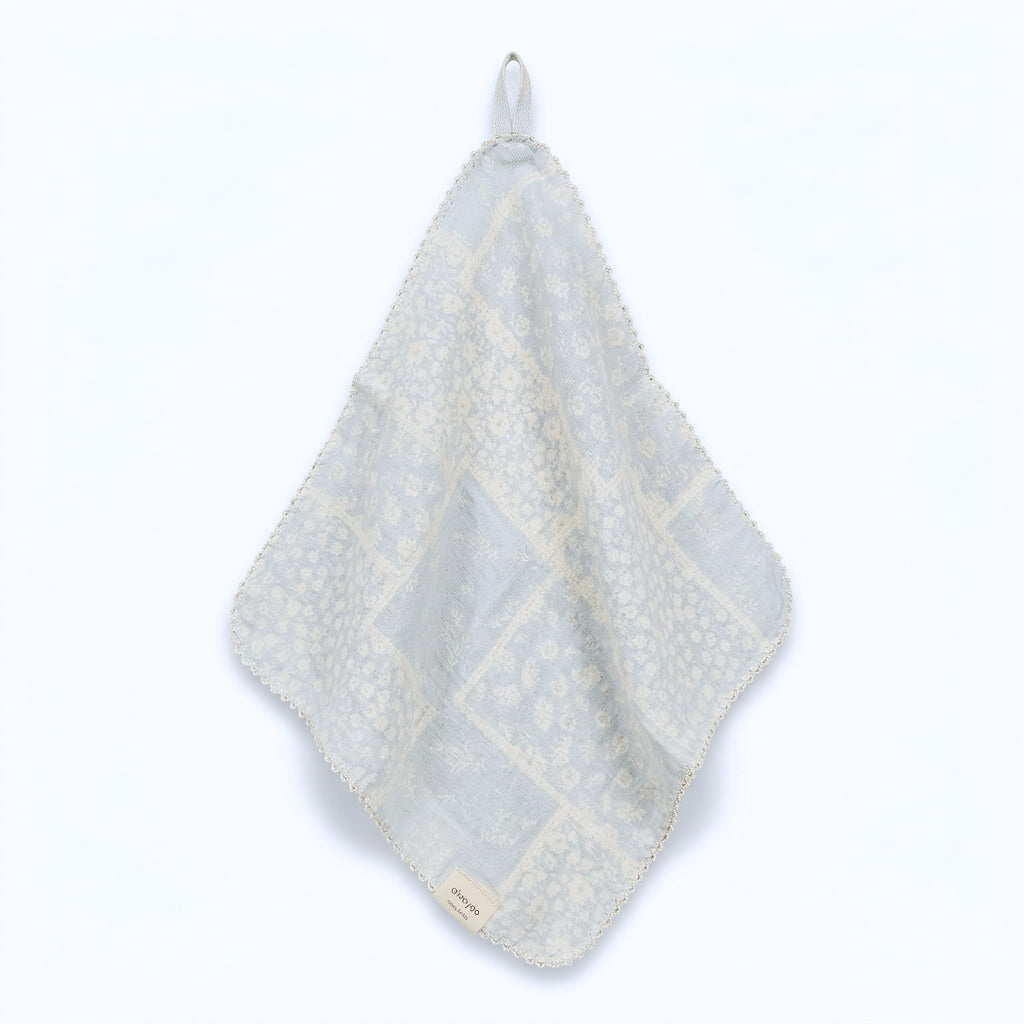 Soft Blue Patchwork Floral Cotton Handkerchief