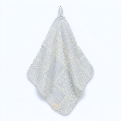 Soft Blue Patchwork Floral Cotton Handkerchief
