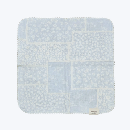 Soft Blue Patchwork Floral Cotton Handkerchief