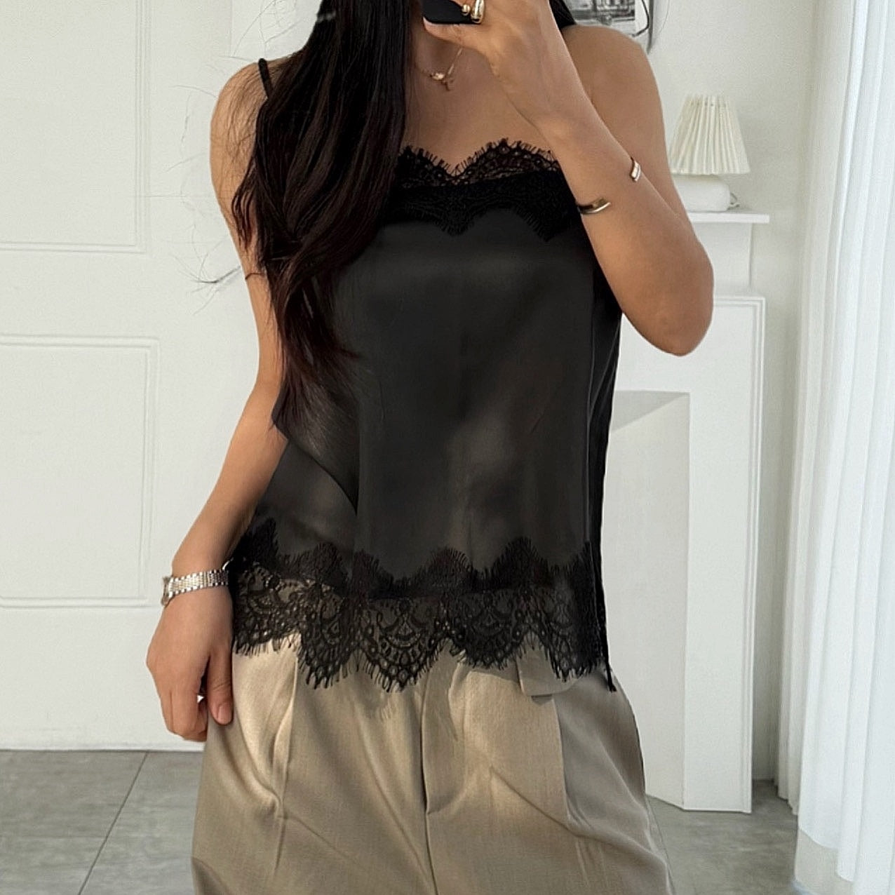 Silk Touch Lace Camisole Top – Women One Size
