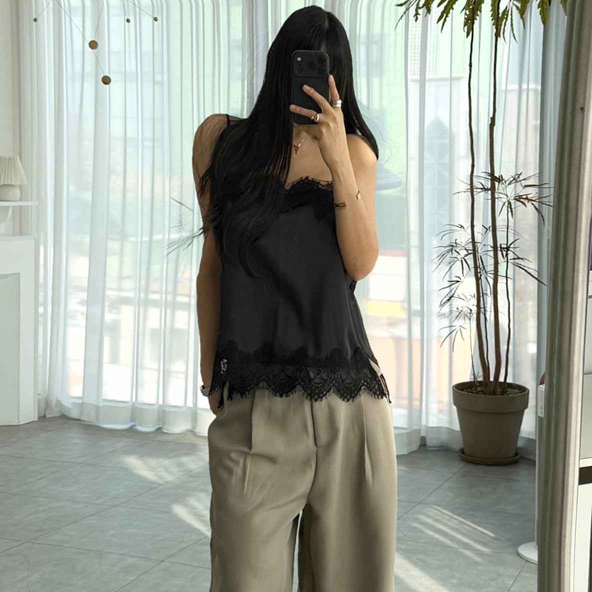 Silk Touch Lace Camisole Top – Women One Size