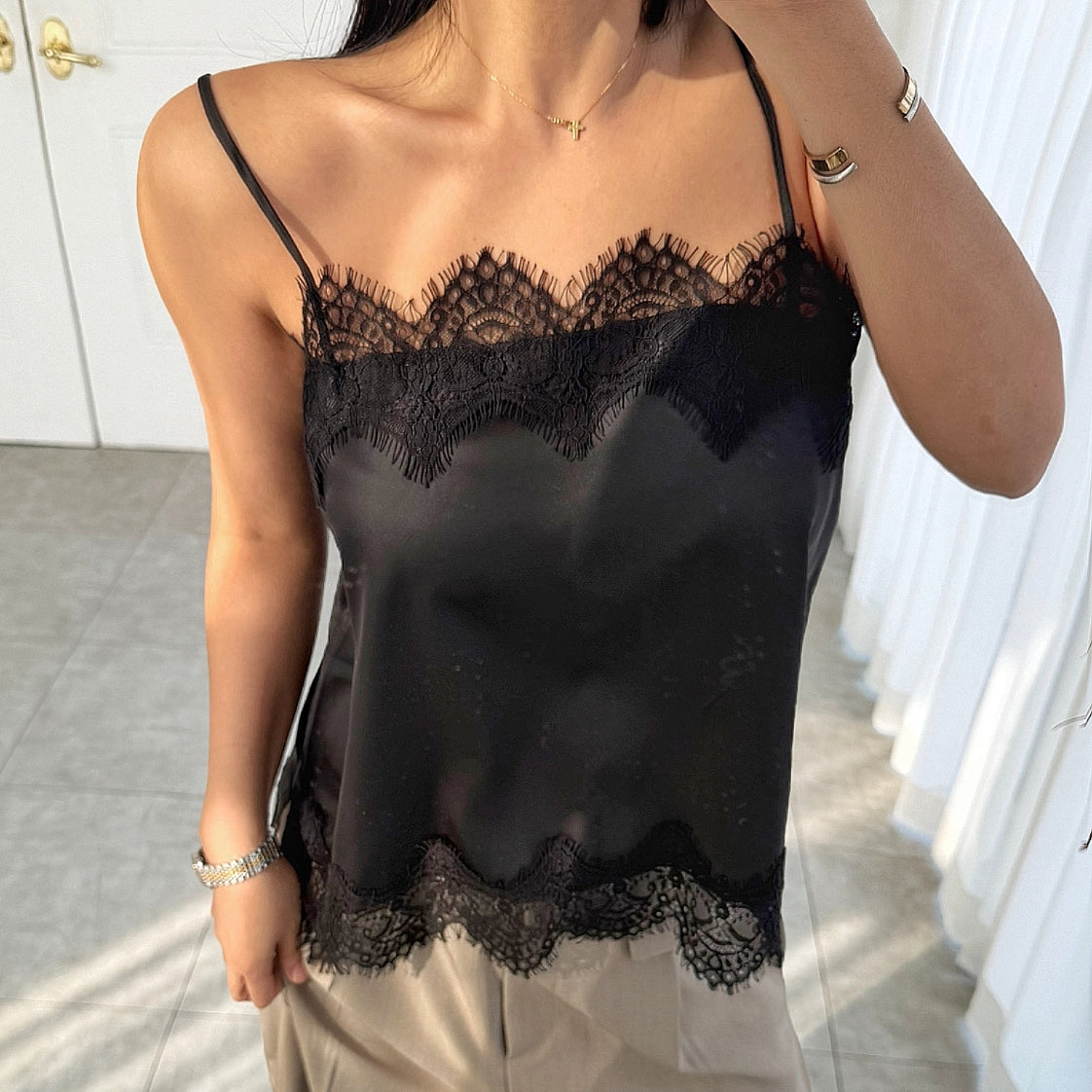 Silk Touch Lace Camisole Top – Women One Size