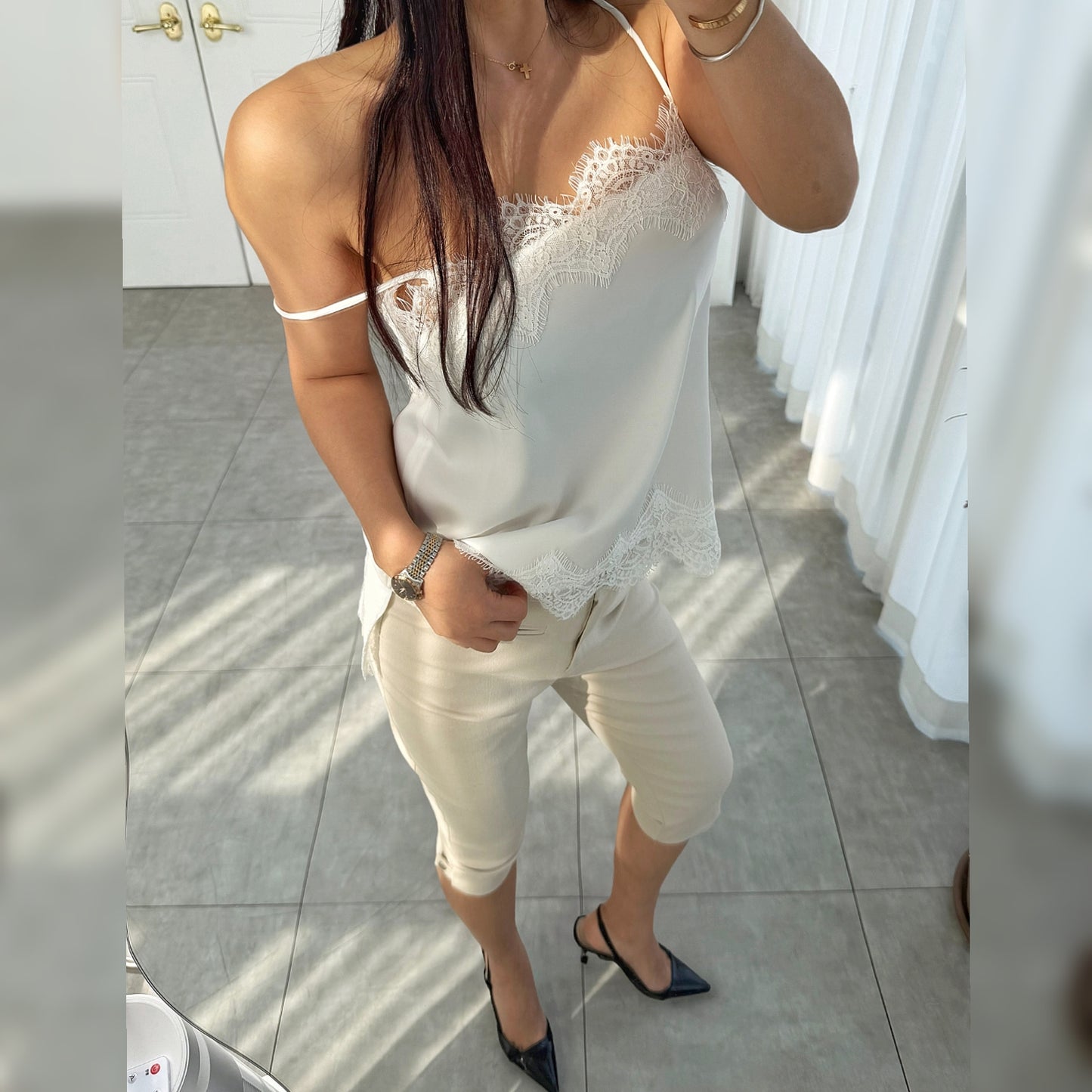 Silk Touch Lace Camisole Top – Women One Size