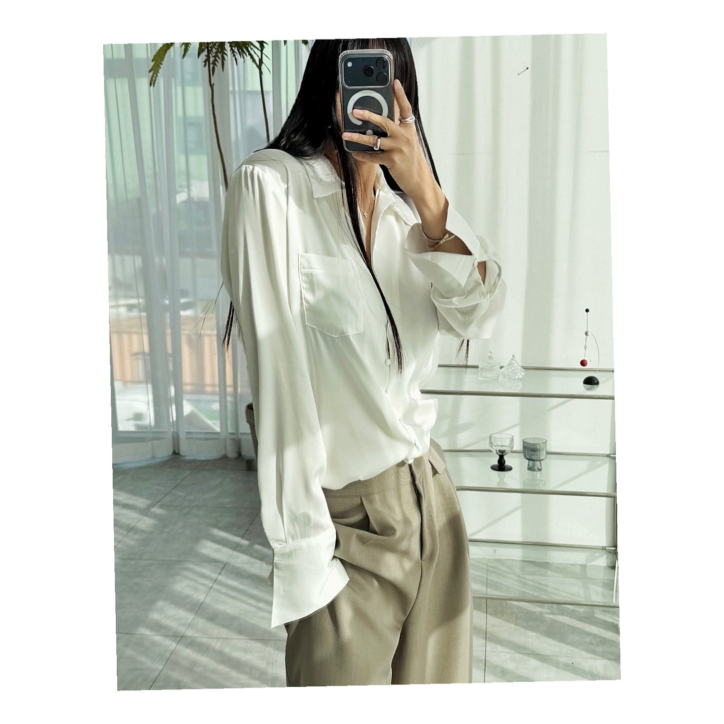 Satin Shine Blouse - Women One Size