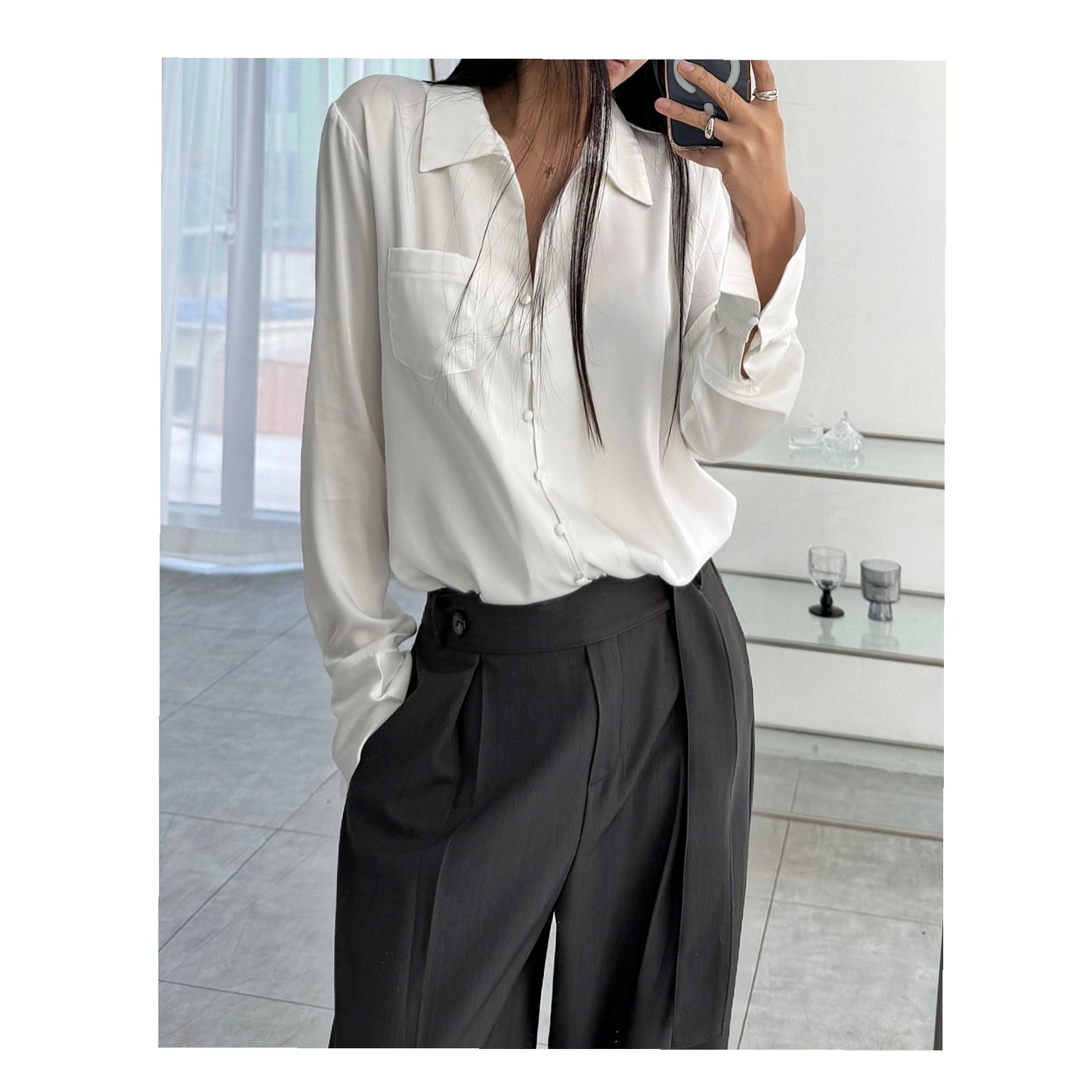 Satin Shine Blouse - Women One Size