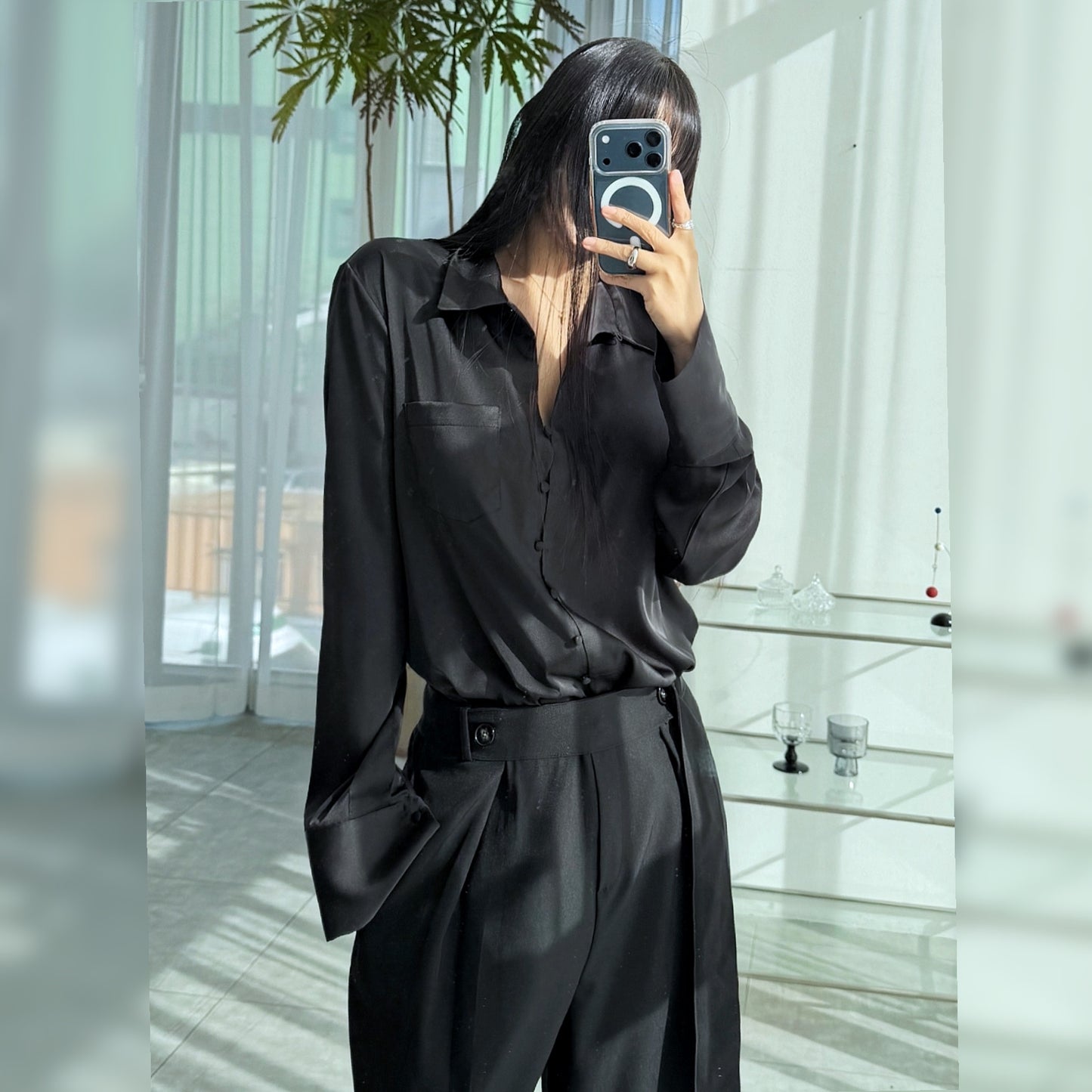 Satin Shine Blouse - Women One Size