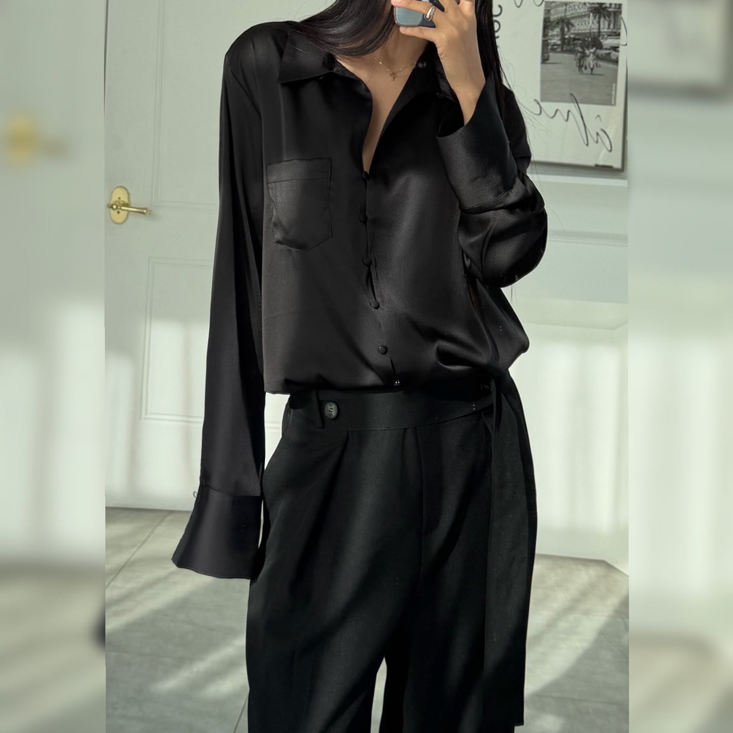 Satin Shine Blouse - Women One Size