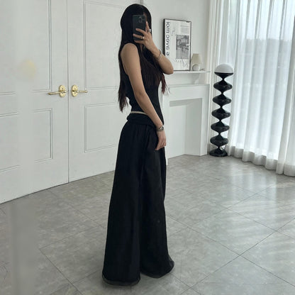Linen Texture Tie-Waist Maxi Skirt – Women One Size
