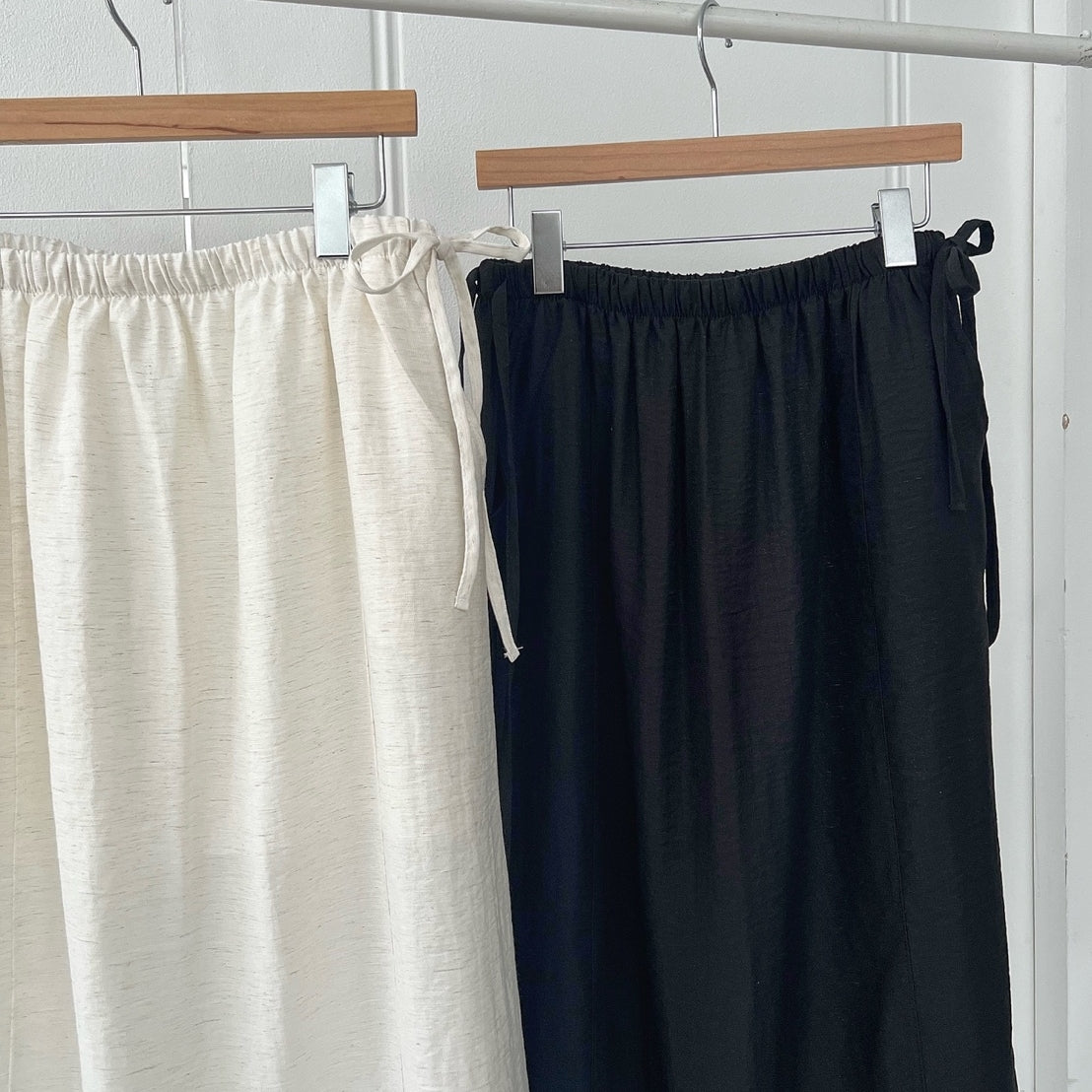 Linen Texture Tie-Waist Maxi Skirt – Women One Size