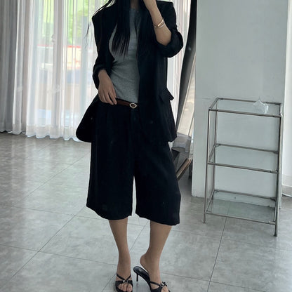 Relaxed Fit Linen Blazer – Women One Size