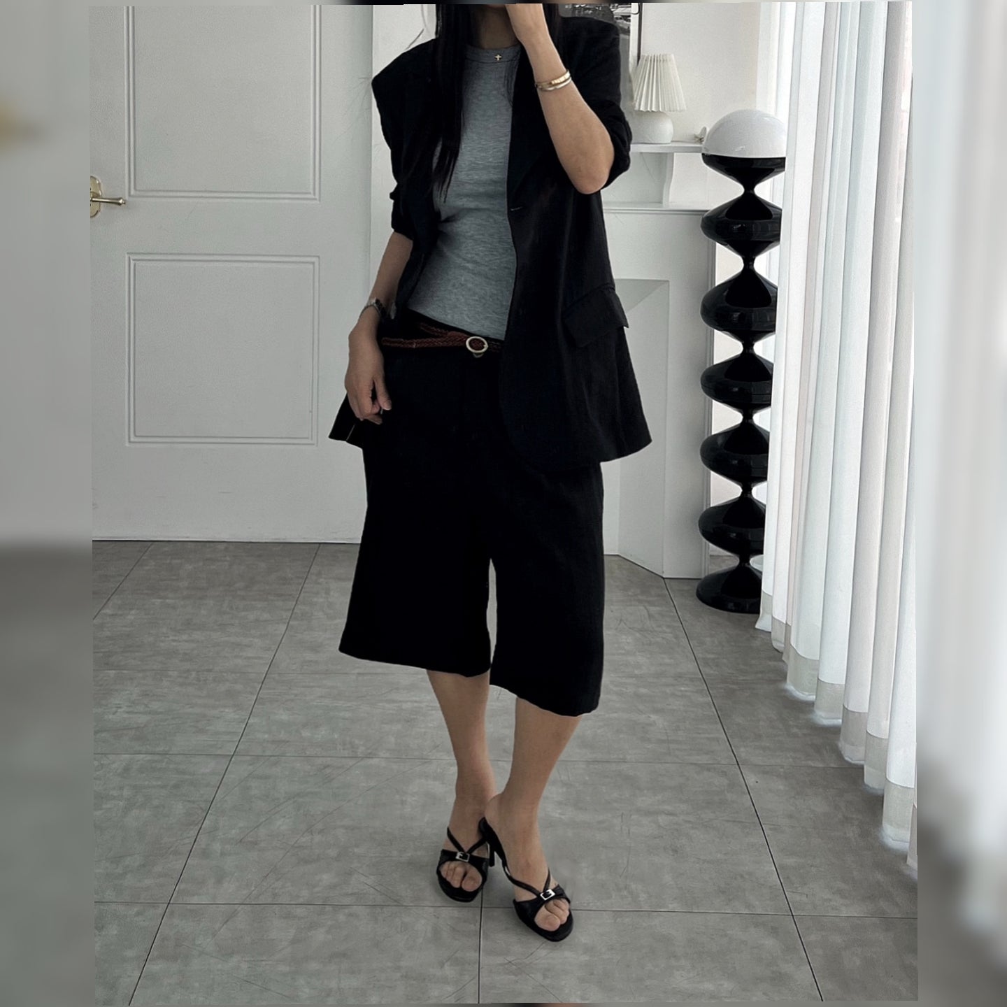 Relaxed Fit Linen Blazer – Women One Size