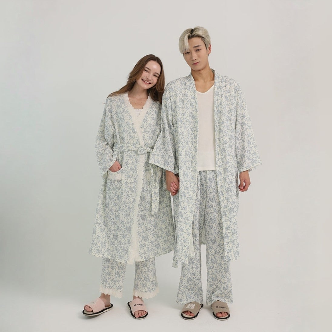 Rose Cotton Gauze Robe & Pants Loungewear Set