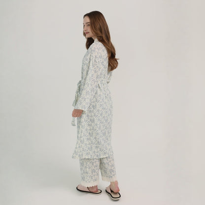 Rose Cotton Gauze Robe & Pants Loungewear Set