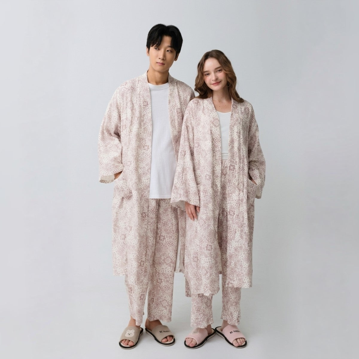 Serenity Bandana Gauze Robe & Pants Loungewear Set –  Bandana  Dusty Rose