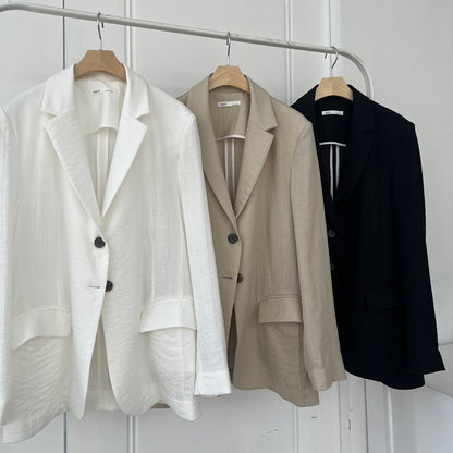 Relaxed Fit Linen Blazer – Women One Size