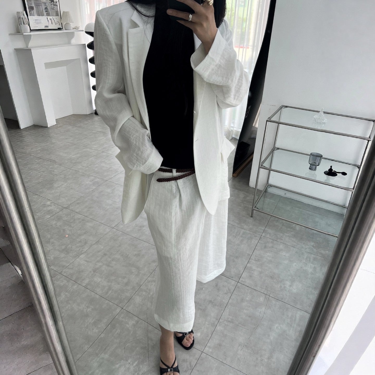 Relaxed Fit Linen Blazer – Women One Size