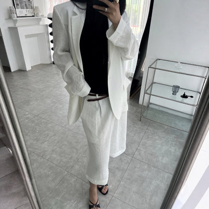 Relaxed Fit Linen Blazer – Women One Size