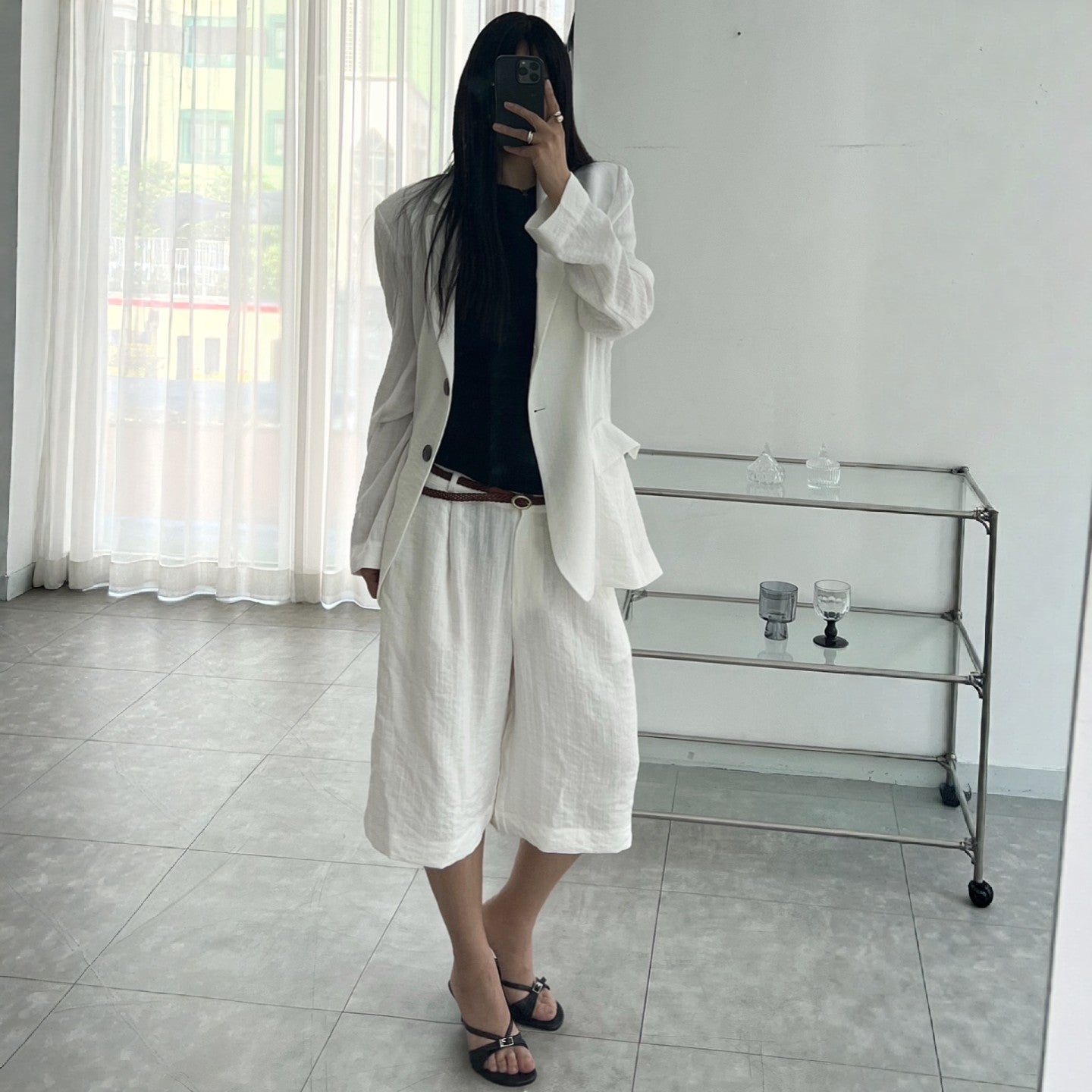Relaxed Fit Linen Blazer – Women One Size