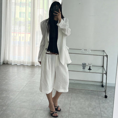 Relaxed Fit Linen Blazer – Women One Size