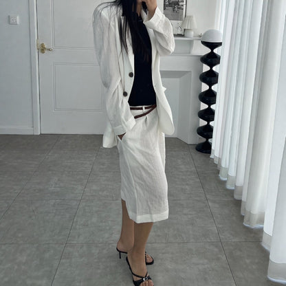 Relaxed Fit Linen Blazer – Women One Size