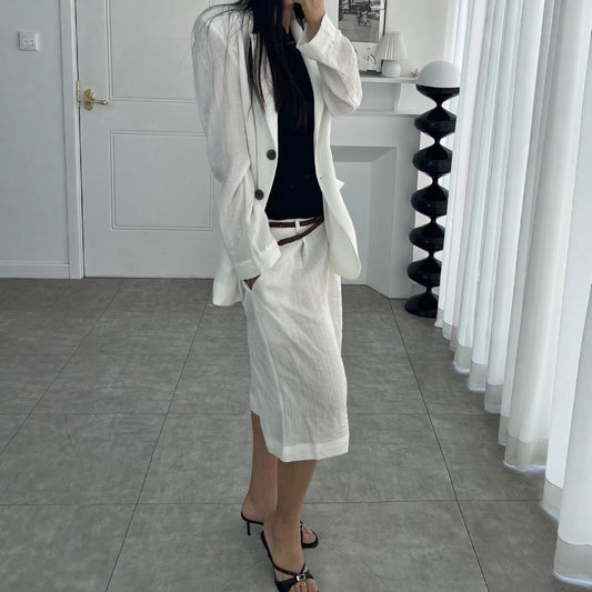 Relaxed Fit Linen Blazer – Women One Size
