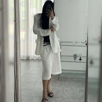 Relaxed Fit Linen Blazer – Women One Size