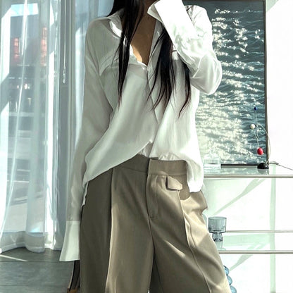Lip Shape Pocket Soft Flow Blouse – Women One Size