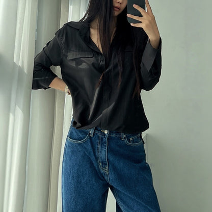 Lip Shape Pocket Soft Flow Blouse – Women One Size