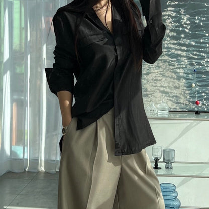 Lip Shape Pocket Soft Flow Blouse – Women One Size