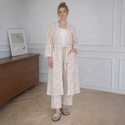 Serenity Bandana Gauze Robe & Pants Loungewear Set –  Bandana  Dusty Rose