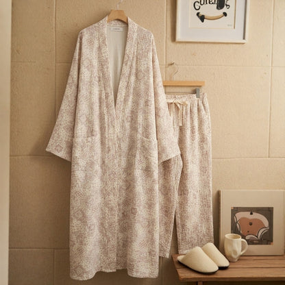 Serenity Bandana Gauze Robe & Pants Loungewear Set –  Bandana  Dusty Rose