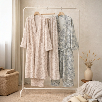 Serenity Bandana Gauze Robe & Pants Loungewear Set –  Bandana  Dusty Rose