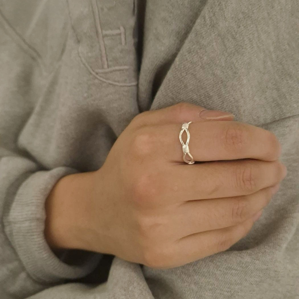 Braided Link Silver Ring
