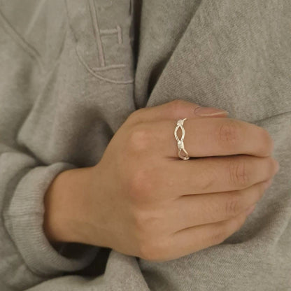 Braided Link Silver Ring