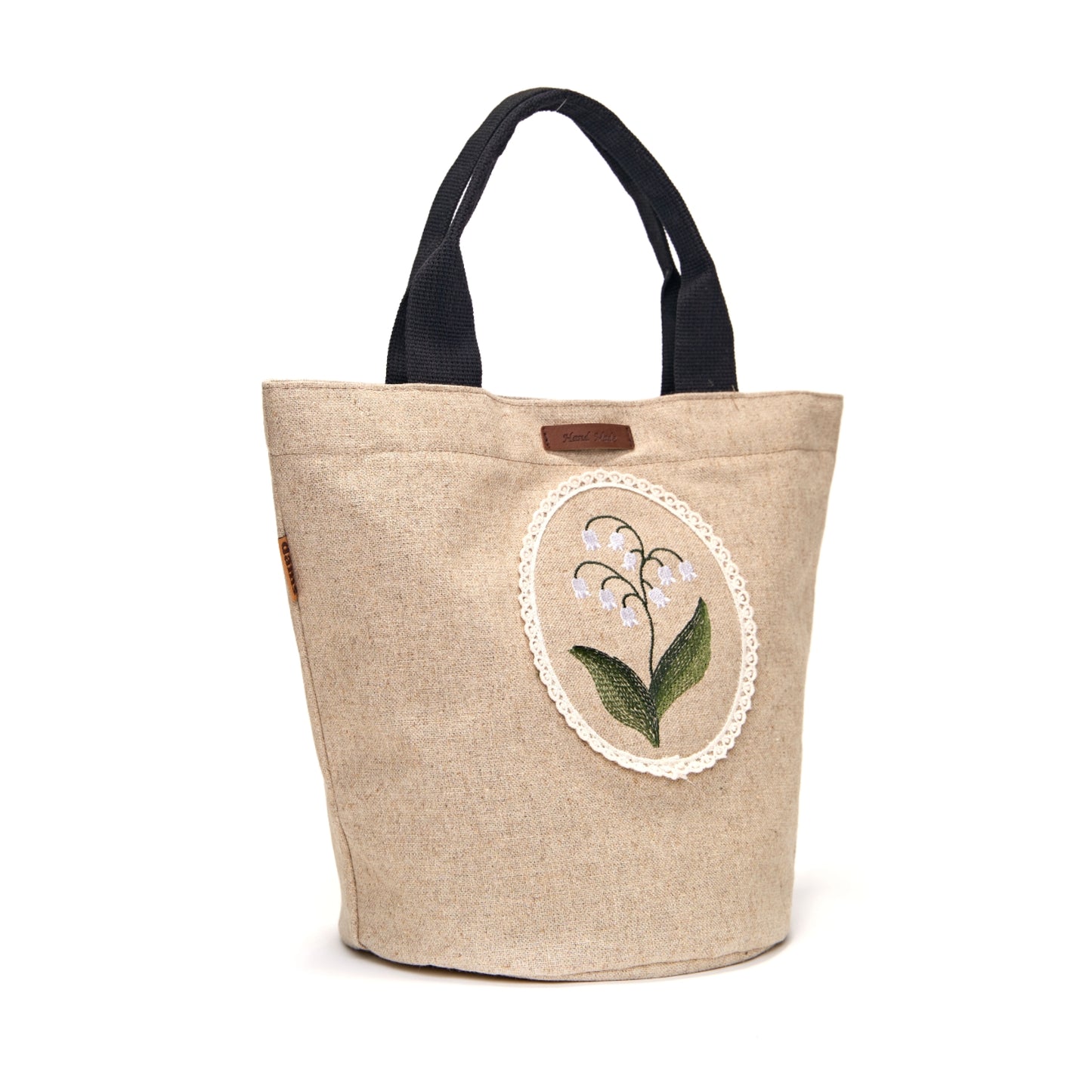 Lily Embroidery Tote Bag – Handmade Floral Canvas Bag Made in Korea
