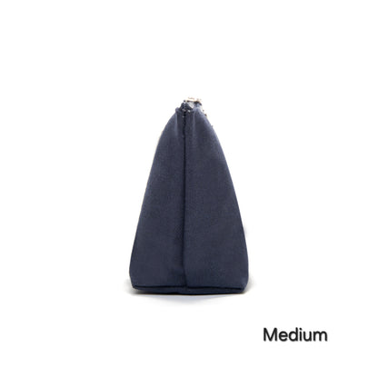Lily Embroidery Pouch – Linen Blend Zipper Bag (Medium & Large) Made in Korea