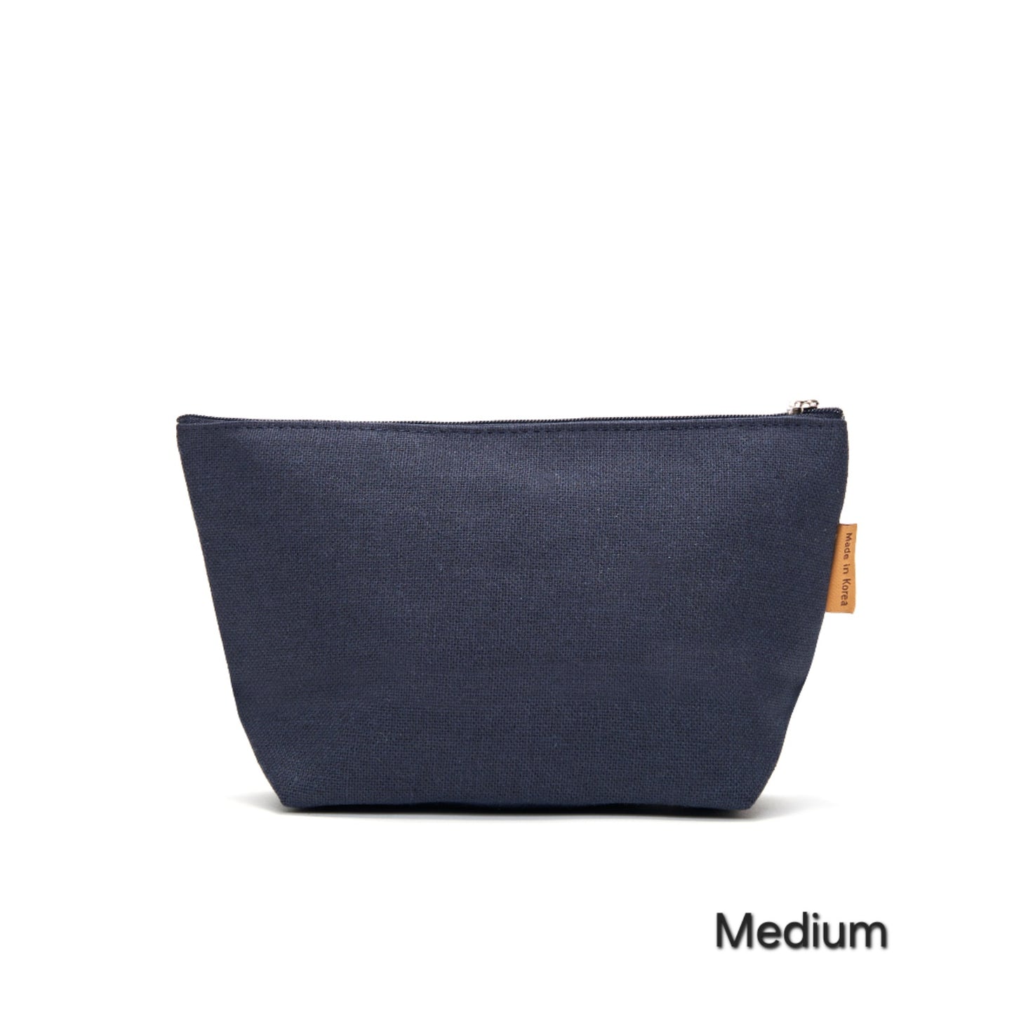 Lily Embroidery Pouch – Linen Blend Zipper Bag (Medium & Large) Made in Korea