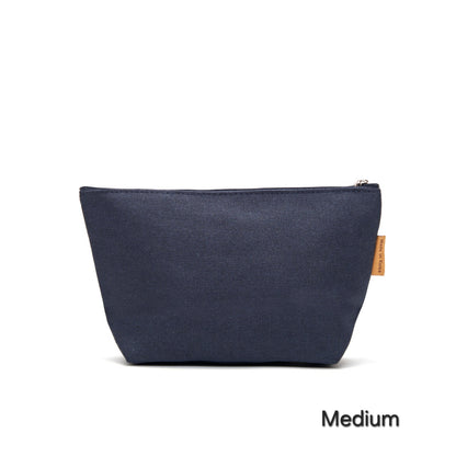 Lily Embroidery Pouch – Linen Blend Zipper Bag (Medium & Large) Made in Korea
