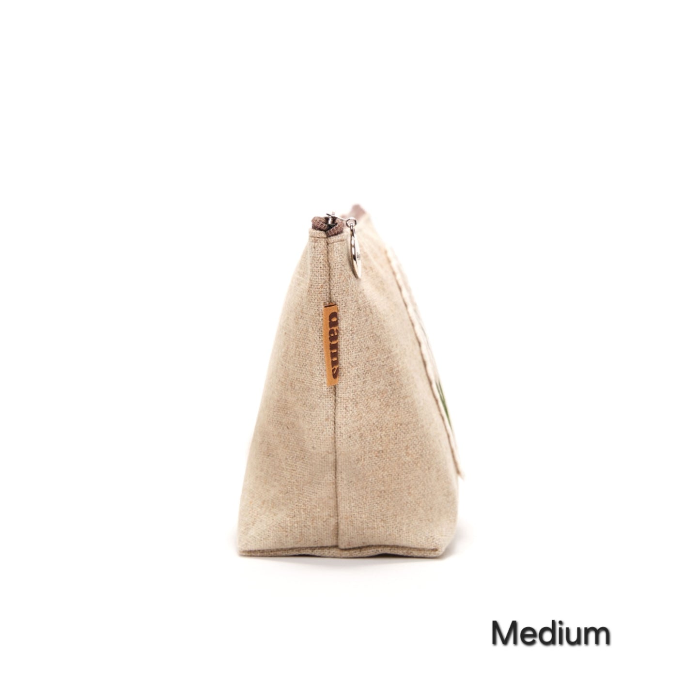 Lily Embroidery Pouch – Linen Blend Zipper Bag (Medium & Large) Made in Korea