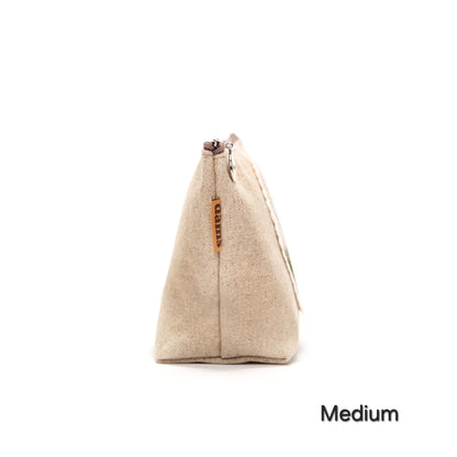 Lily Embroidery Pouch – Linen Blend Zipper Bag (Medium & Large) Made in Korea