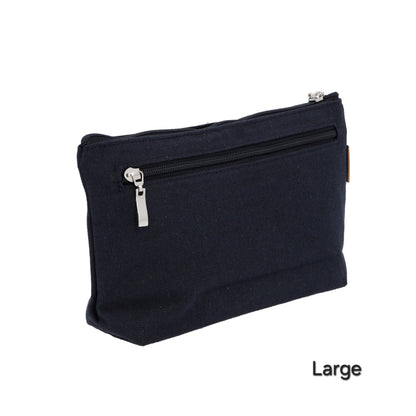 Lily Embroidery Pouch – Linen Blend Zipper Bag (Medium & Large) Made in Korea