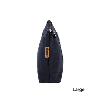 Lily Embroidery Pouch – Linen Blend Zipper Bag (Medium & Large) Made in Korea