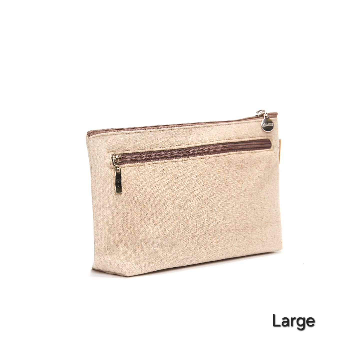 Lily Embroidery Pouch – Linen Blend Zipper Bag (Medium & Large) Made in Korea