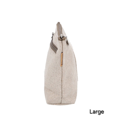 Lily Embroidery Pouch – Linen Blend Zipper Bag (Medium & Large) Made in Korea